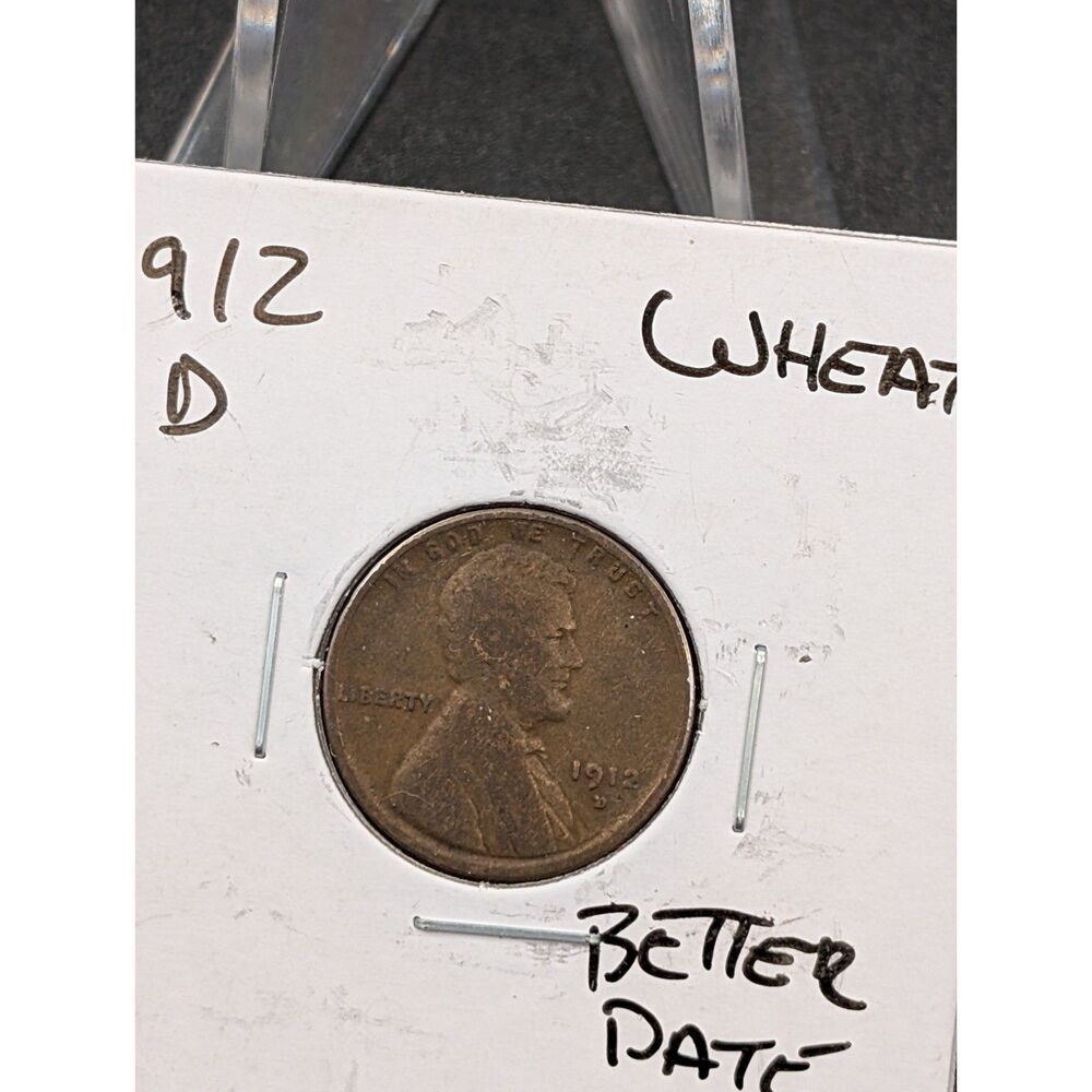 1912 D Lincoln Wheat Cent Denver Mint Vintage United States Better Date Penny